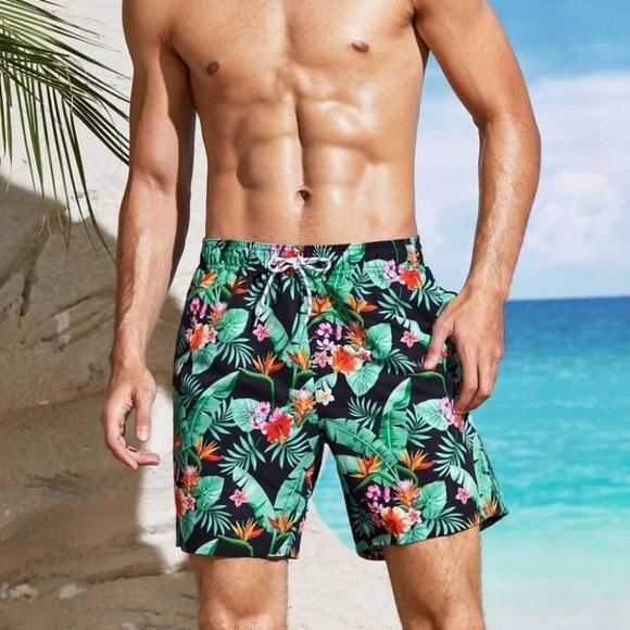 MODA ME COUTURE Other - Men's Tropical Print Swim Trunks Vacation Style